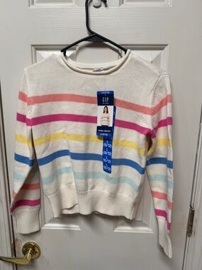 Gap Kids Spring Sweater Girl Stripes Size L(10-12) Crop Casual Modern 
NWT